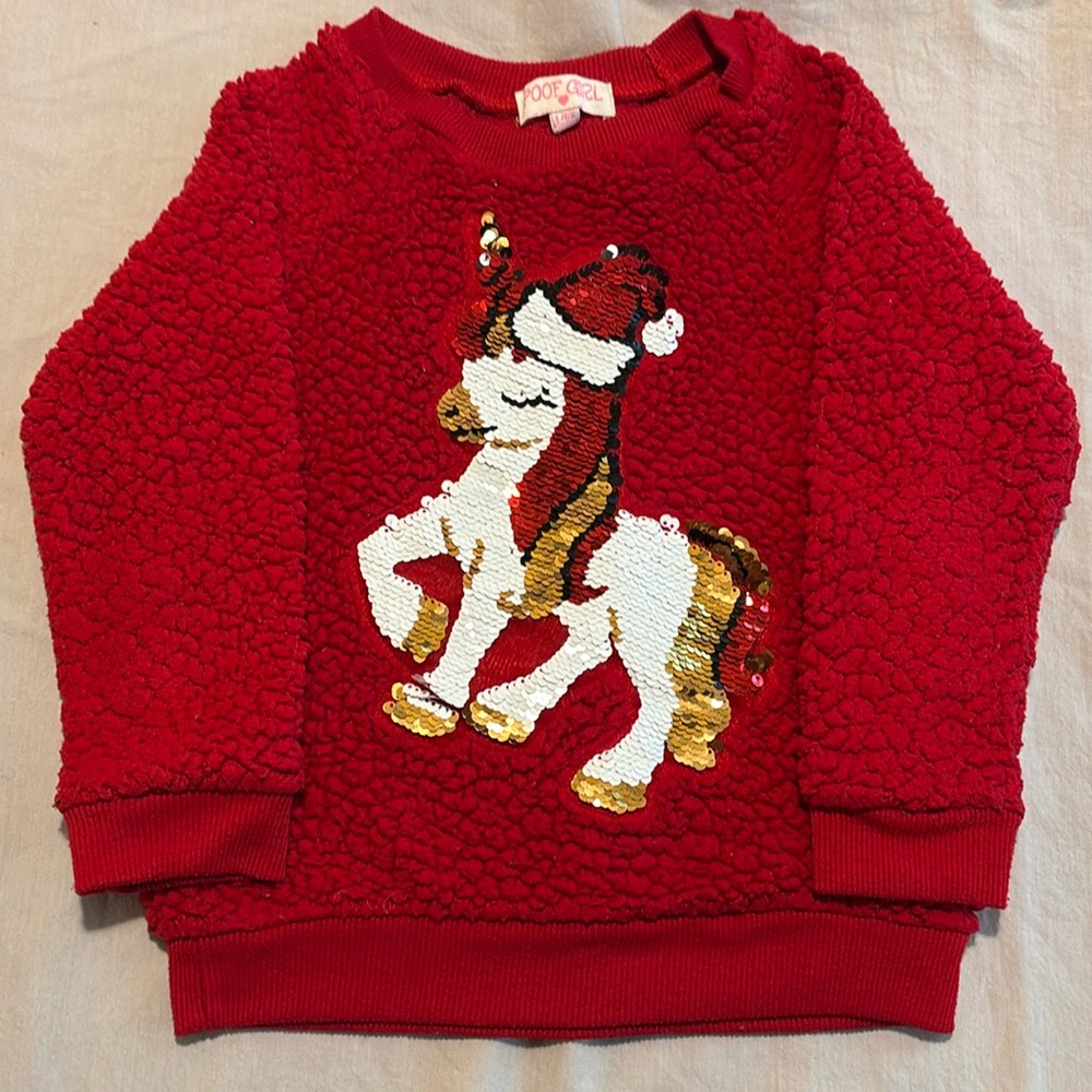 Girls unicorn Santa Christmas shirt by Poof Girl sz 6x